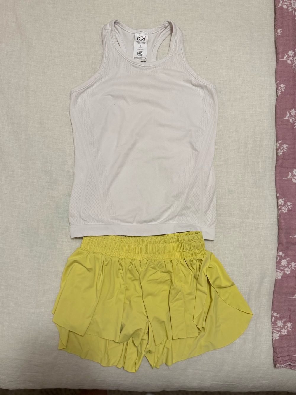 Athleta Girl Racerback Tank & Boutique Spandex Swing Shorts Set EUC Girls 6/7